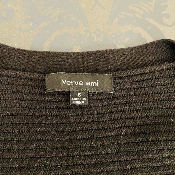 Verve Ami Long Black Open Front Cardigan size Small - Picture 6 of 11